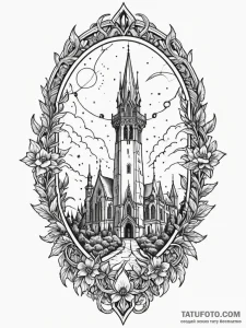 Knife beneath fractured spire, artistic tatto... - эскиз тату (№1752309117_0, 12.07.2025 08:31) — Tatufoto.com