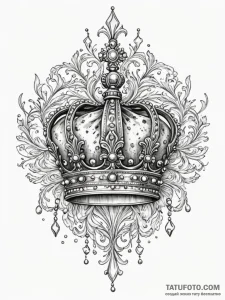 Crown of glass breaking apart, ink illustrati... - эскиз тату (№1752309539_0, 12.07.2025 08:38) — Tatufoto.com