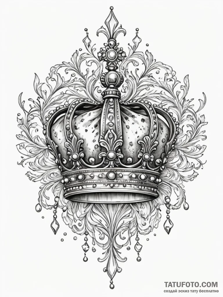 Crown of glass breaking apart, ink illustrati... - эскиз тату (№1752309539_0, 12.07.2025 08:38) — Tatufoto.com