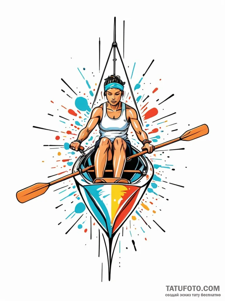 Rowing shell, sleek and fast, moving in uniso... - эскиз тату (№1752309962_0, 12.07.2025 08:46) — Tatufoto.com