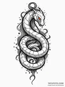 Ashen serpent with glowing scars, ink illustr... - эскиз тату (№1752310380_0, 12.07.2025 08:53) — Tatufoto.com