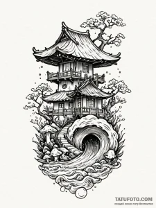 Mushroom house with a tiny, glowing window, t... - эскиз тату (№1752310547_0, 12.07.2025 08:55) — Tatufoto.com