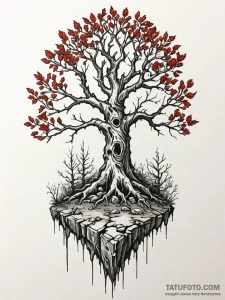 Bone tree sprouting from ruins, tattoo sketch... - эскиз тату (№1752310798_0, 12.07.2025 08:59) — Tatufoto.com