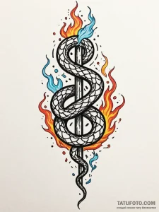 Burning serpent with smoke trail, artistic ta... - эскиз тату (№1752311306_0, 12.07.2025 09:08) — Tatufoto.com