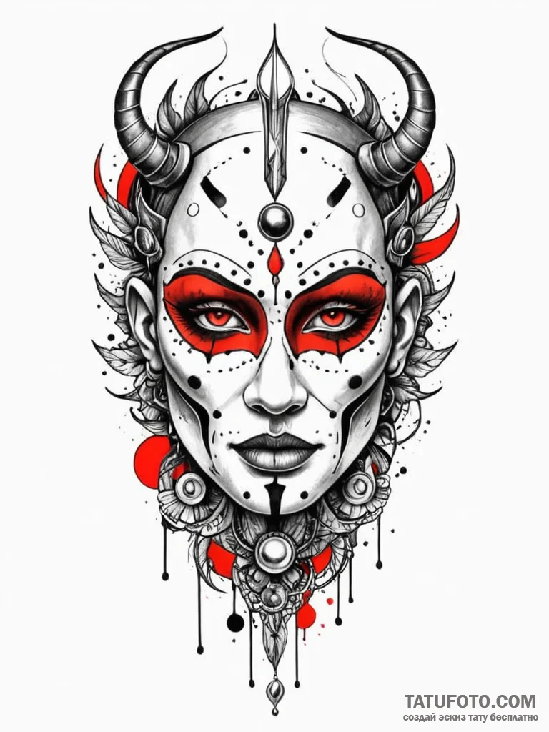 Oracle mask cracked with light, tattoo sketch... - эскиз тату (№1752311390_0, 12.07.2025 09:09) — Tatufoto.com