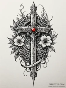 Pistol wrapped in thorned vines, tattoo line... - эскиз тату (№1752311473_0, 12.07.2025 09:11) — Tatufoto.com