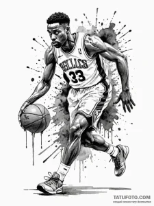 A classic basketball player dribbling, agile,... - эскиз тату (№1752311556_0, 12.07.2025 09:12) — Tatufoto.com