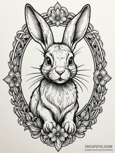 Rabbit, concept art for tattoo, on a clean wh... - эскиз тату (№1752311723_0, 12.07.2025 09:15) — Tatufoto.com