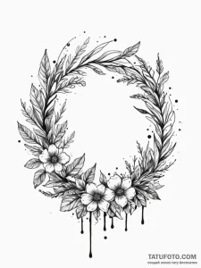 Nightshade wreath beneath spectral bloom, con... - эскиз тату (№1752311807_0, 12.07.2025 09:16) — Tatufoto.com