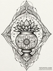 A detailed broken vase with water, leaking,,... - эскиз тату (№1752312143_0, 12.07.2025 09:22) — Tatufoto.com