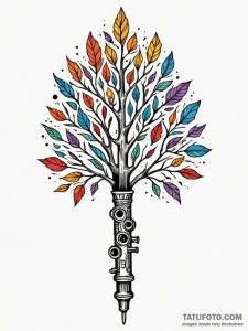Reed flute beneath spectral tree, tattoo flas... - эскиз тату (№1752312311_0, 12.07.2025 09:25) — Tatufoto.com