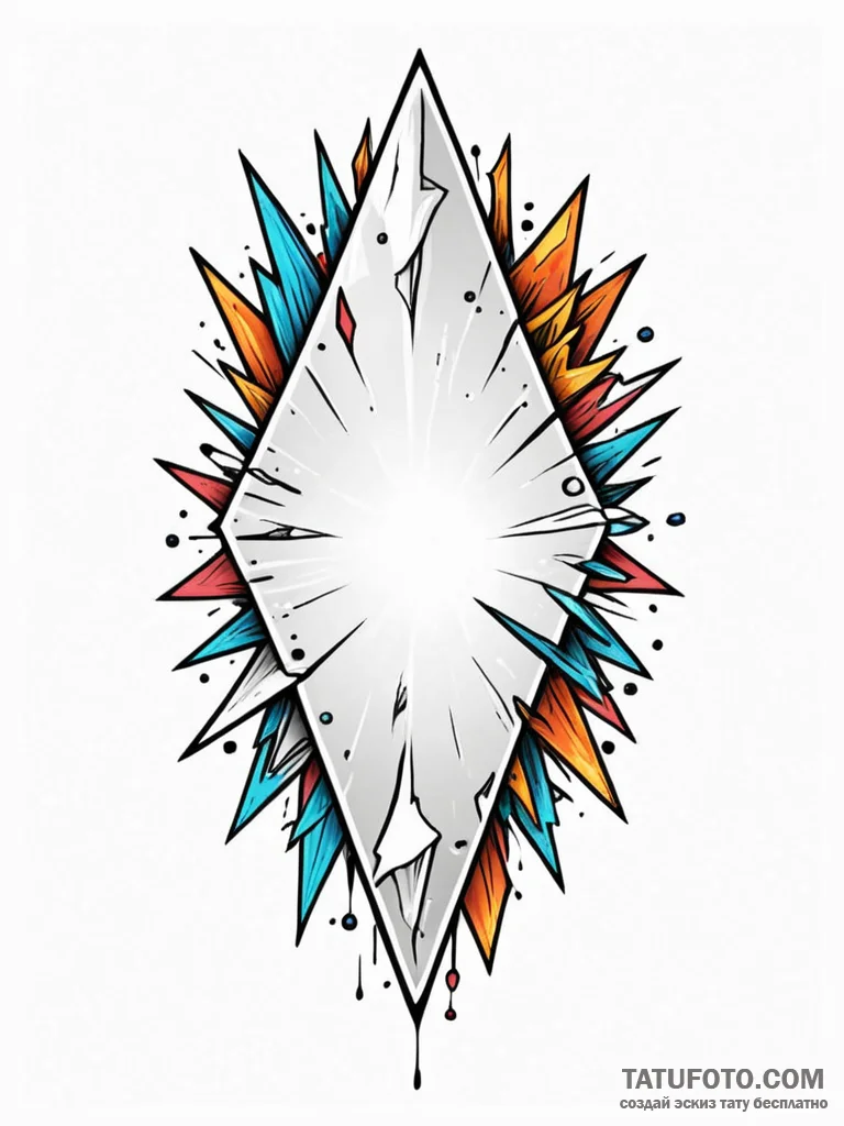 A detailed broken mirror shards, scattered,,... - эскиз тату (№1752312394_0, 12.07.2025 09:26) — Tatufoto.com
