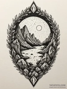 Karst cave with glowing crystals, tattoo draw... - эскиз тату (№1752312730_0, 12.07.2025 09:32) — Tatufoto.com