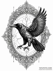 Animated crow with shifting form, artistic ta... - эскиз тату (№1752312898_0, 12.07.2025 09:34) — Tatufoto.com