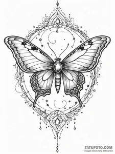 Astral moth caught in stardust, tattoo line a... - эскиз тату (№1752313148_0, 12.07.2025 09:39) — Tatufoto.com