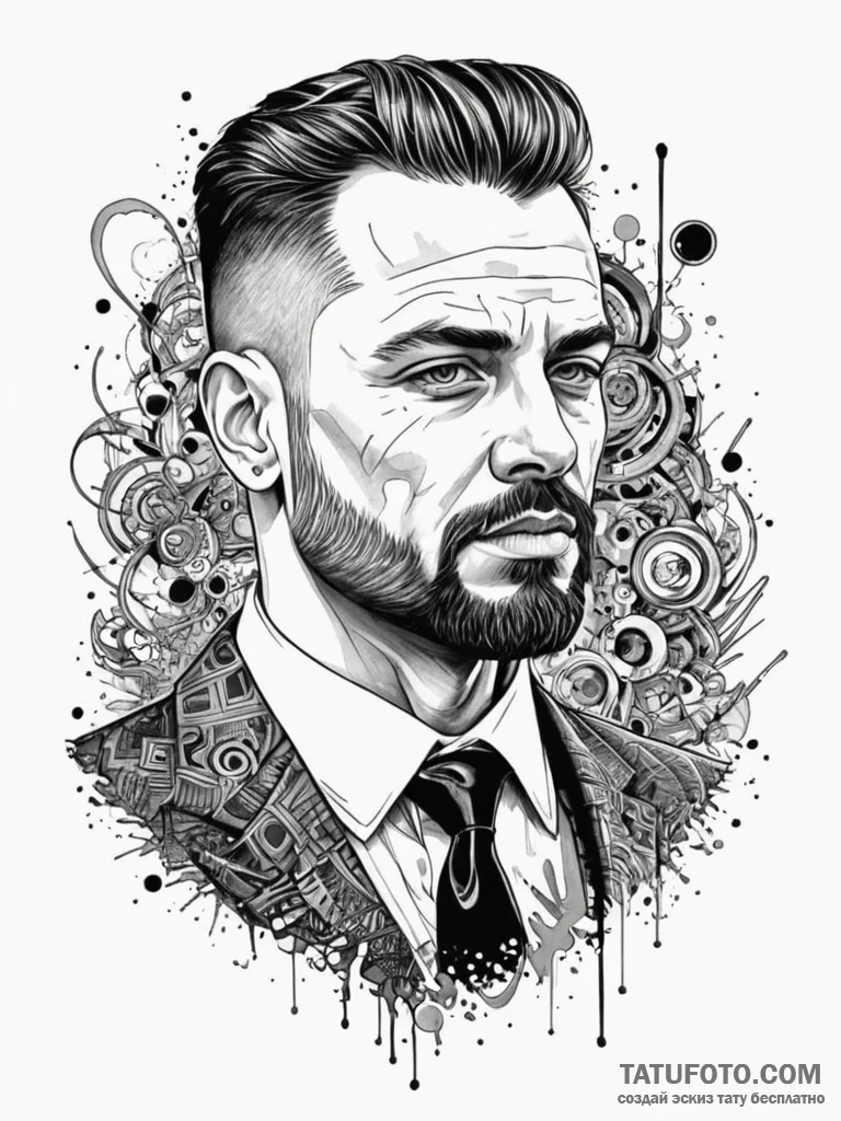 Nightclub bouncer with cybernetic enhancement... - эскиз тату (№1752313401_0, 12.07.2025 09:43) — Tatufoto.com
