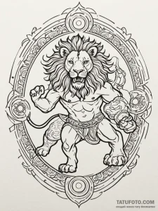 Heracles battling the nemean lion, tattoo fla... - эскиз тату (№1752313485_0, 12.07.2025 09:44) — Tatufoto.com