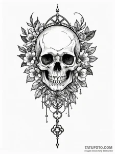 Key in skeletal grip, tattoo flash sheet desi... - эскиз тату (№1752313652_0, 12.07.2025 09:47) — Tatufoto.com