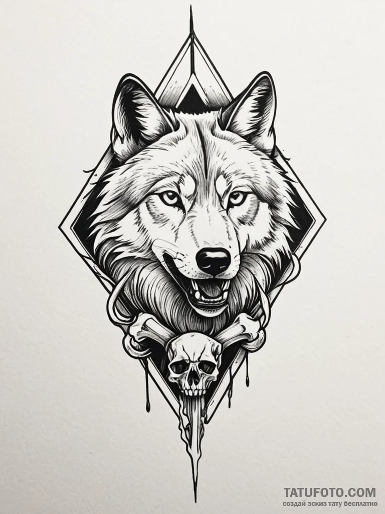 Wolf talon gripping bone relic, tattoo flash… — эскиз тату (№1752313819_0, 12.07.2025 09:50) — Tatufoto.com