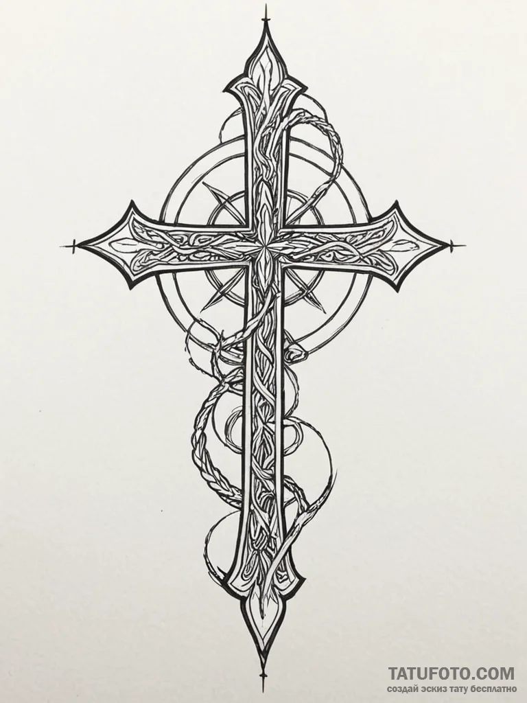 The leviathan cross — эскиз тату (№1752313902_0, 12.07.2025 09:51) — Tatufoto.com