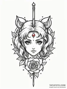 Sailor moon's transformation brooch or wand,... - эскиз тату (№1752313984_0, 12.07.2025 09:53) — Tatufoto.com