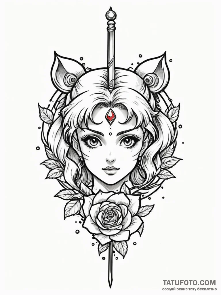 Sailor moon's transformation brooch or wand,... - эскиз тату (№1752313984_0, 12.07.2025 09:53) — Tatufoto.com