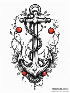Ancient anchor tangled in vines, tattoo drawi... - эскиз тату (№1752314067_0, 12.07.2025 09:54) — Tatufoto.com