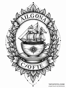 Dalgona coffee with foam art, tattoo flash sh... - эскиз тату (№1752314234_0, 12.07.2025 09:57) — Tatufoto.com