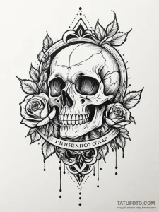 Fallen bloom frozen in time, ink illustration... - эскиз тату (№1752314400_0, 12.07.2025 10:00) — Tatufoto.com