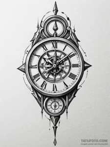 Clock with shattered pendulum, tattoo drawing... - эскиз тату (№1752314566_0, 12.07.2025 10:02) — Tatufoto.com