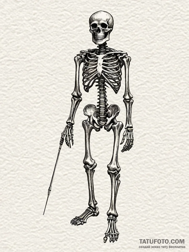X-ray view of a skeleton, showing old, healed… — эскиз тату (№1752314732_0, 12.07.2025 10:05) — Tatufoto.com