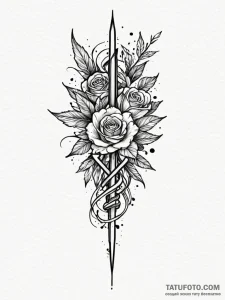 Blade, tattoo line art, bold outlines, thick... - эскиз тату (№1752315320_0, 12.07.2025 10:15) — Tatufoto.com
