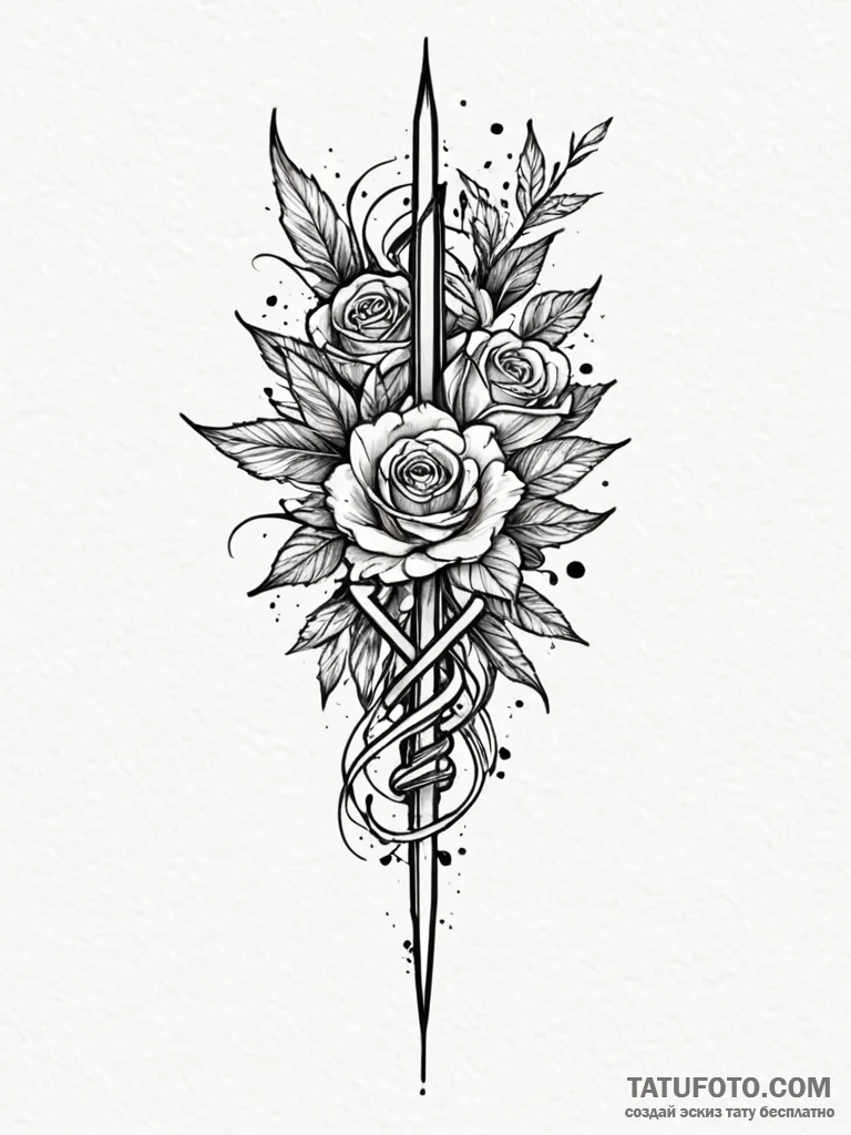 Blade, tattoo line art, bold outlines, thick... - эскиз тату (№1752315320_0, 12.07.2025 10:15) — Tatufoto.com