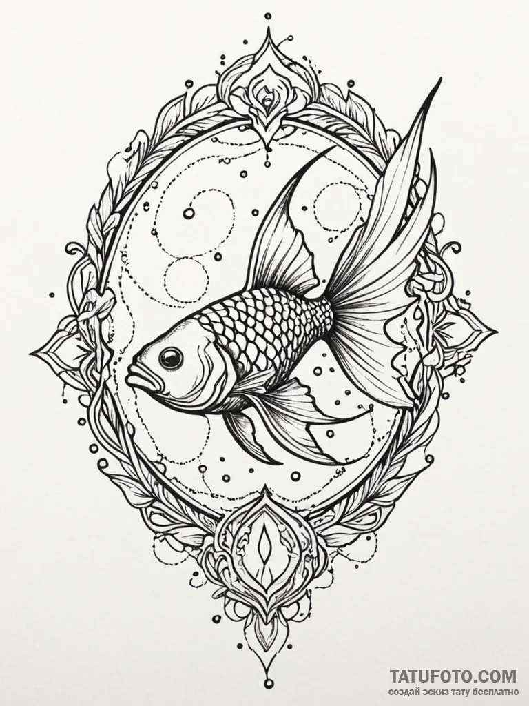 Arcane fish with ethereal fins, tattoo line a... - эскиз тату (№1752315908_0, 12.07.2025 10:25) — Tatufoto.com