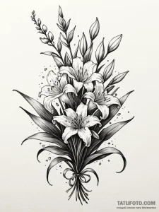 Lilies of the valley, ink illustration for ta... - эскиз тату (№1752316575_0, 12.07.2025 10:36) — Tatufoto.com