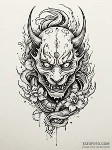 Blood mask floating in darkness, tattoo drawi... - эскиз тату (№1752316658_0, 12.07.2025 10:37) — Tatufoto.com