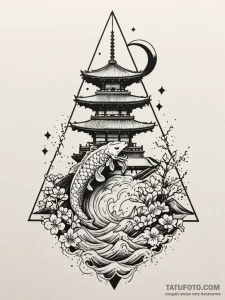 Pyramid stairway beneath eclipsed stars, arti... - эскиз тату (№1752316992_0, 12.07.2025 10:43) — Tatufoto.com