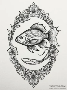 Fish, tattoo sketch design, on a clean white... - эскиз тату (№1752317077_0, 12.07.2025 10:44) — Tatufoto.com