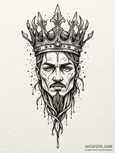 Iron blade crowned in roots, tattoo line art,... - эскиз тату (№1752317495_0, 12.07.2025 10:51) — Tatufoto.com