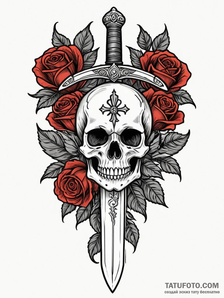 Blood-forged dagger with a handle of carved b... - эскиз тату (№1752317745_0, 12.07.2025 10:55) — Tatufoto.com