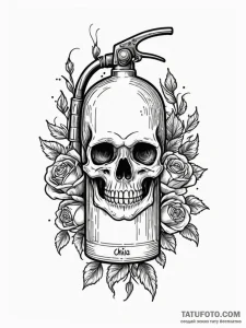 Fire extinguisher with label 'for burnout', t... - эскиз тату (№1752317996_0, 12.07.2025 10:59) — Tatufoto.com