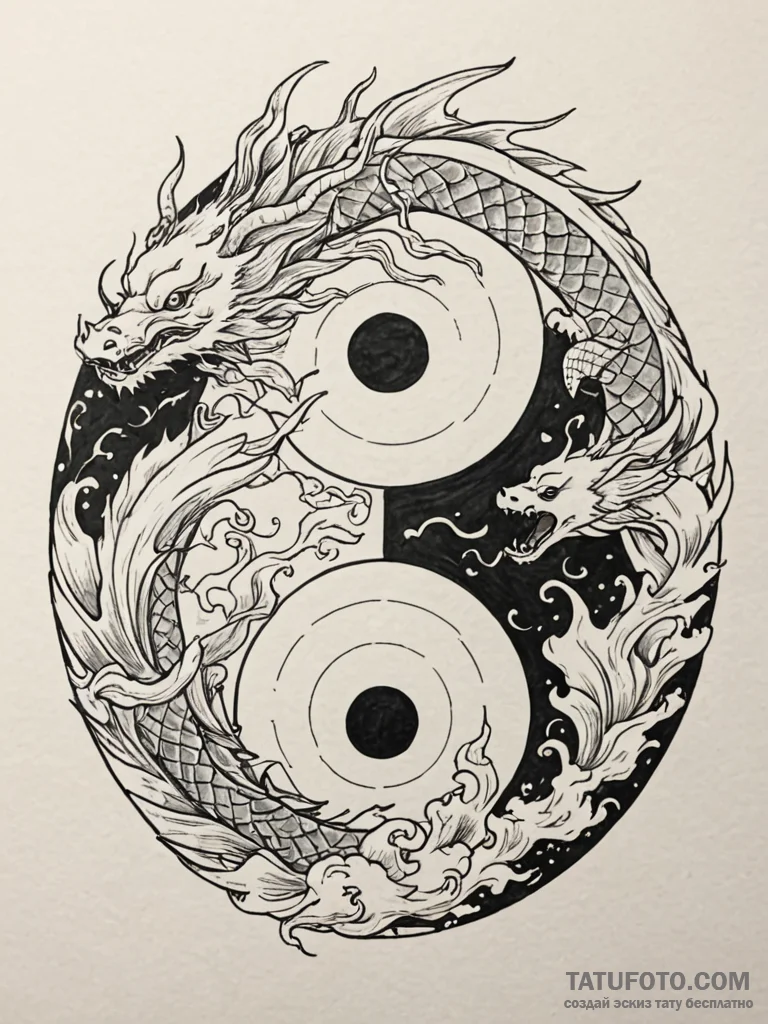 Yin-yang, tattoo drawing outline, rough sketc... - эскиз тату (№1752318415_0, 12.07.2025 11:06) — Tatufoto.com