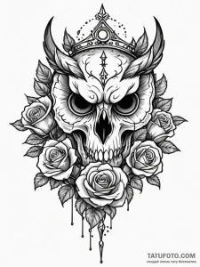 Owl skull crowned with runes, concept art for... - эскиз тату (№1752318792_0, 12.07.2025 11:13) — Tatufoto.com