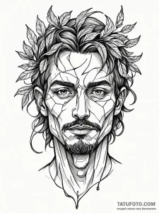 A human face made from interwoven tree branch... - эскиз тату (№1752318875_0, 12.07.2025 11:14) — Tatufoto.com