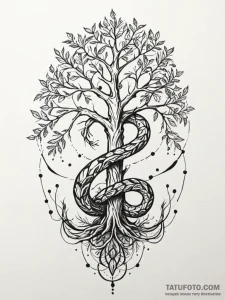 Jungle serpent entwining bone tree, concept a... - эскиз тату (№1752319213_0, 12.07.2025 11:20) — Tatufoto.com