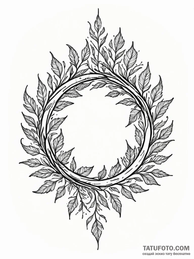 Recycling symbol made of withered leaves and... - эскиз тату (№1752319848_0, 12.07.2025 11:30) — Tatufoto.com