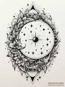 Umbra mirror swallowing starlight, tattoo fla... - эскиз тату (№1752320673_0, 12.07.2025 11:44) — Tatufoto.com