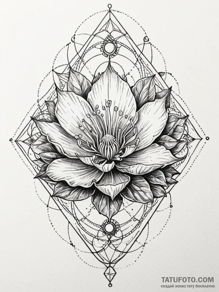 A venus flytrap closing, tattoo line art, dot... - эскиз тату (№1752320760_0, 12.07.2025 11:46) — Tatufoto.com