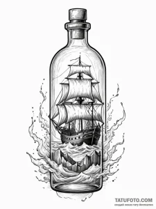 Ship in a bottle, tattoo sketch design, sketc... - эскиз тату (№1752320846_0, 12.07.2025 11:47) — Tatufoto.com