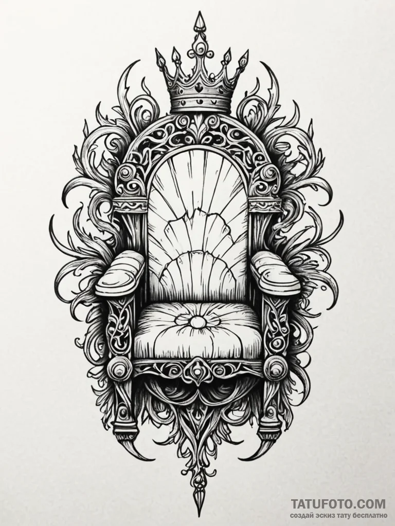 Black iron crown atop bone throne, tattoo dra... - эскиз тату (№1752321435_0, 12.07.2025 11:57) — Tatufoto.com